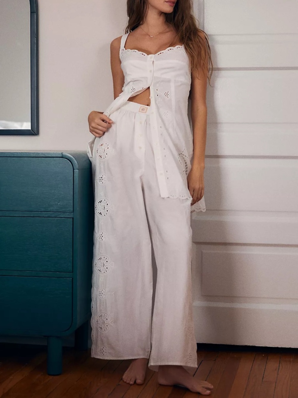 ANTHROPOLOGIE + LyreBird Embroidered Eyelet PJ Set